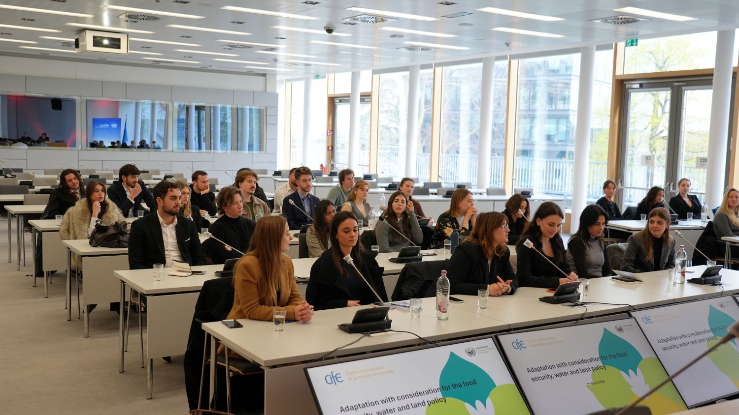CIFE Master Students following a conference on sustainable finance at the United Nations campus 